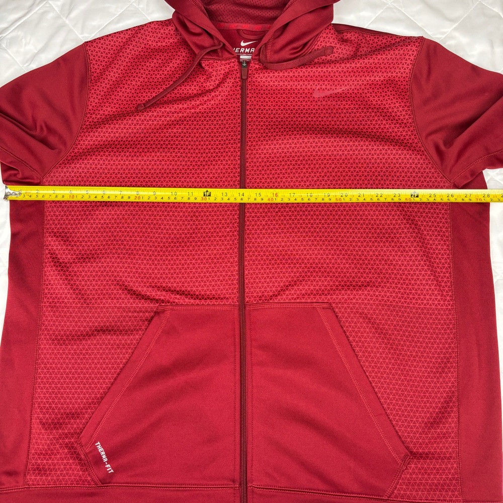 Nike Therma-FIT Full Zip Hoodie Maroon Geometric Pattern Mens XXL Athletic - Picture 12 of 14